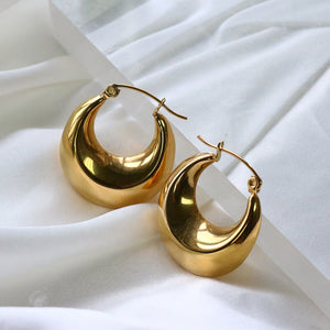 Moon Hoop Earrings Gold