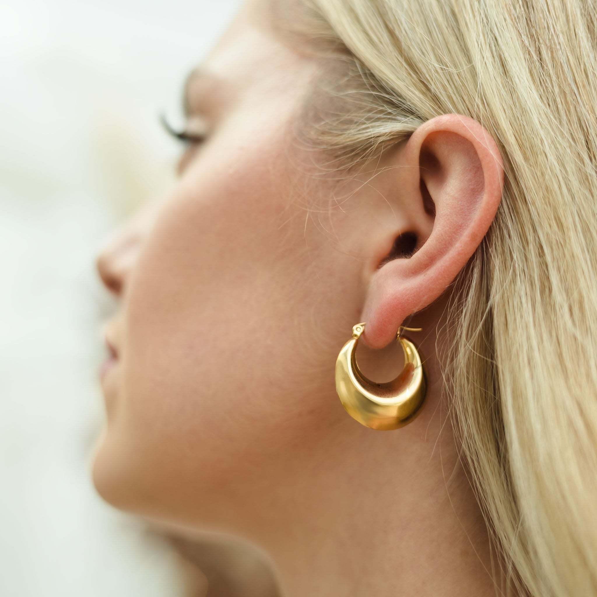 Moon Hoop Earrings Gold
